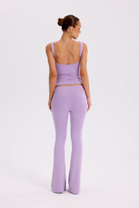 DEEP - KAYIK YAKA SIRT DETAY KOLSUZ T-SHIRT - SOFT LAVENDER