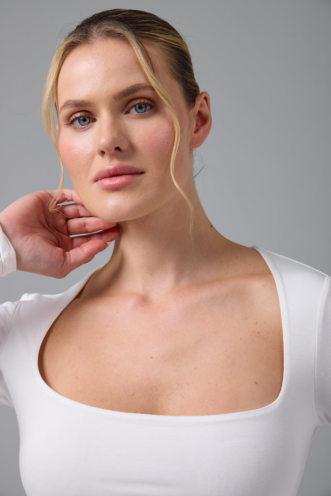 HELEN - KARE YAKA UZUN KOL T-SHIRT - CREAM