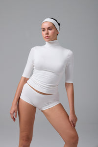 MİSS - BALIKÇI YAKA YARIM KOL T-SHIRT - CREAM