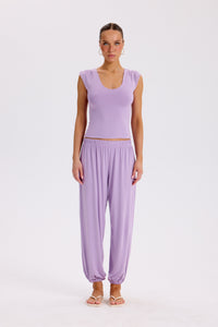 HELENIE- U YAKA OMUZ BÜZGÜLÜ TOP-SOFT LAVENDER