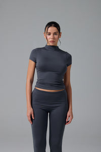 MUAZE - YARIM BOĞAZ YAKA - AY KOL T-SHIRT - BLUEBERRY