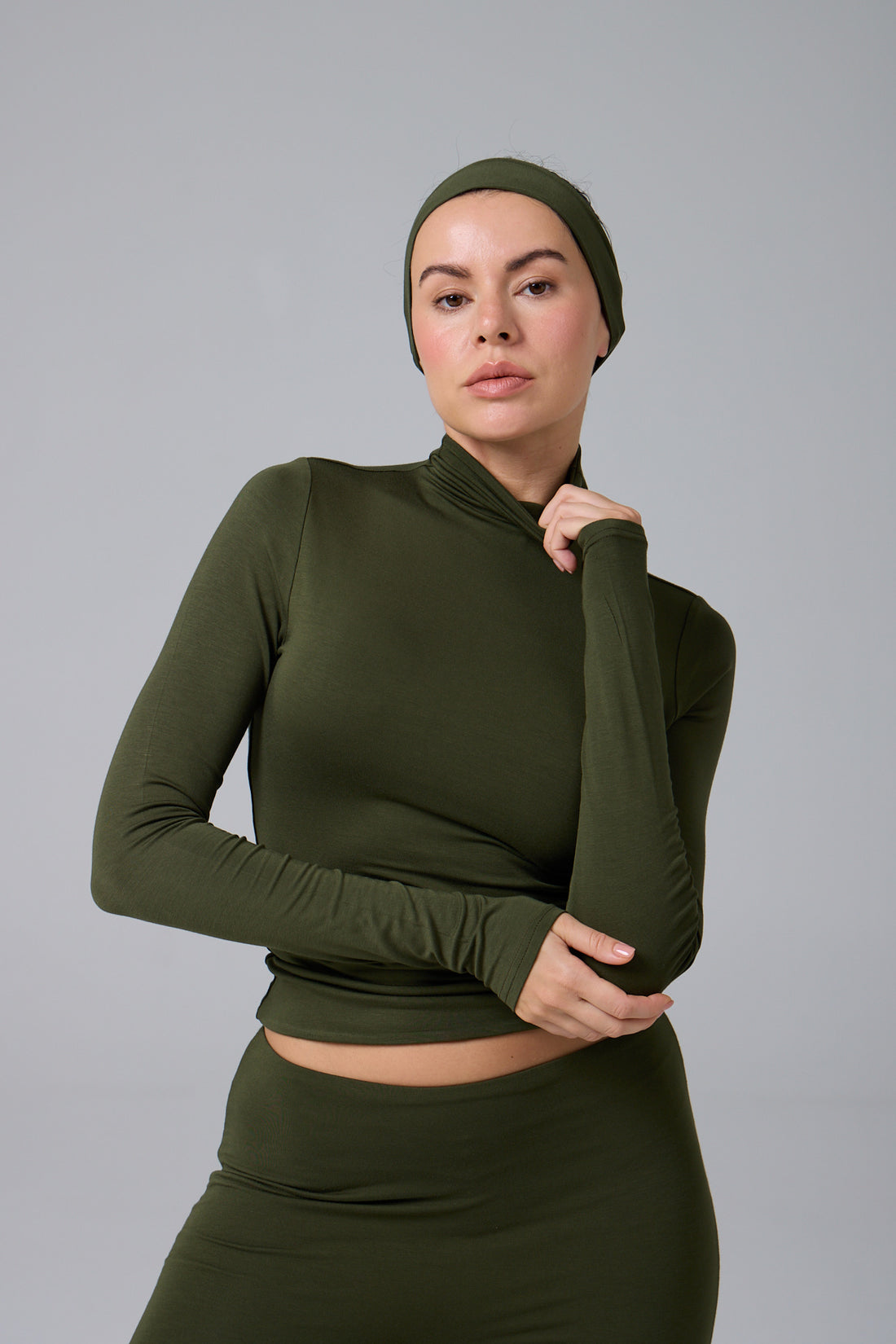 MİSS - BALIKÇI YAKA UZUN KOL T-SHIRT - GREEN OLIVE