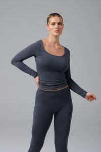 GNC-U YAKA UZUN KOL T-SHIRT- BLUEBERRY