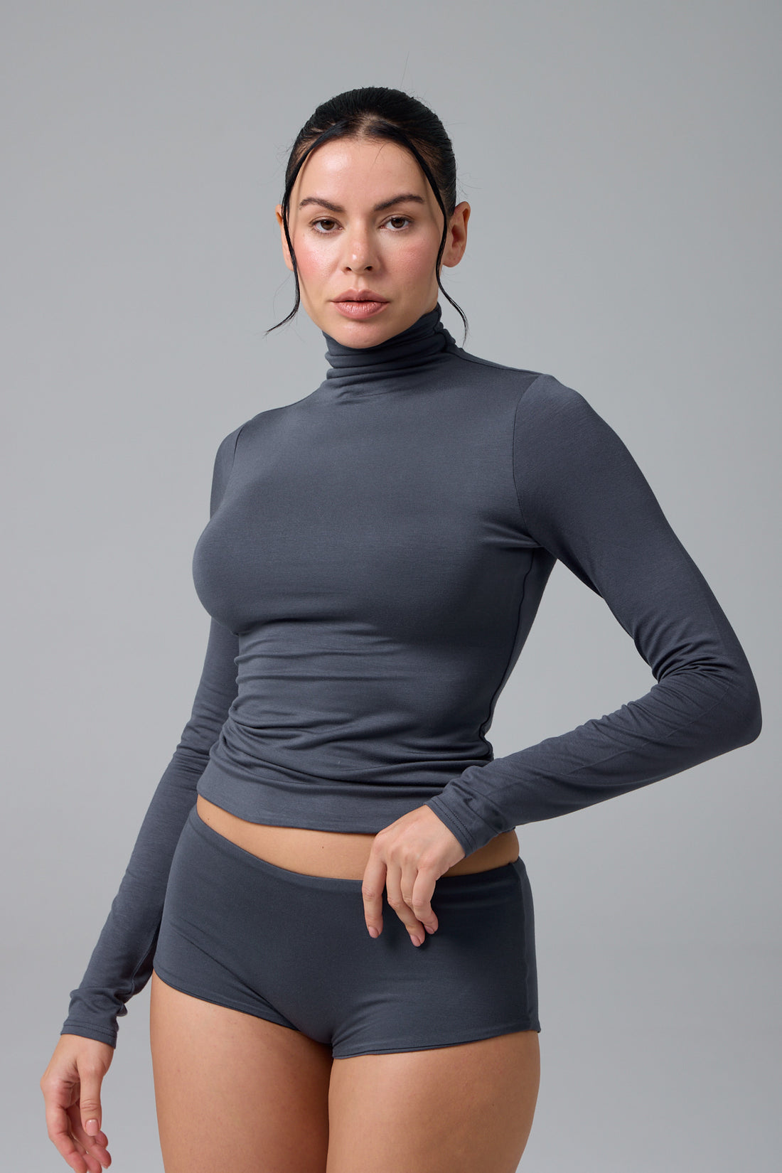 MİSS - BALIKÇI YAKA UZUN KOL T-SHIRT - BLUEBERRY