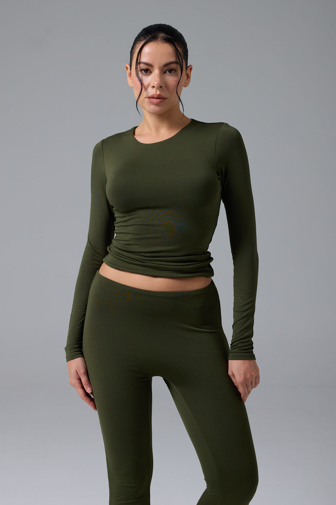 OZY - UZUN KOL T-SHİRT - GREEN OLIVE