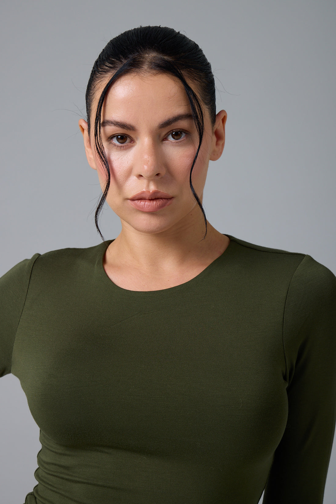 OZY - UZUN KOL T-SHİRT - GREEN OLIVE