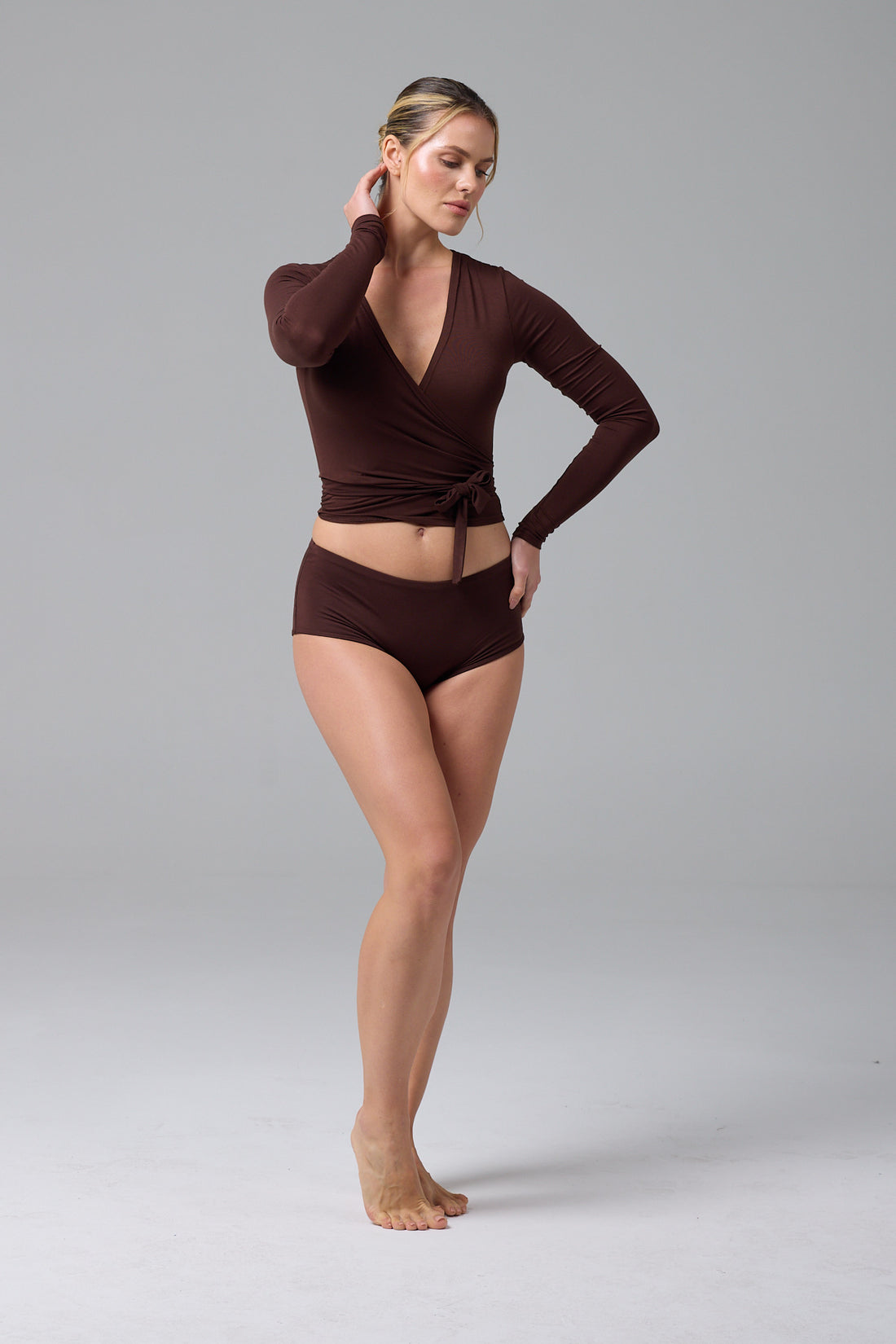 LUNA - WRAP TOP - CHOCOLATE