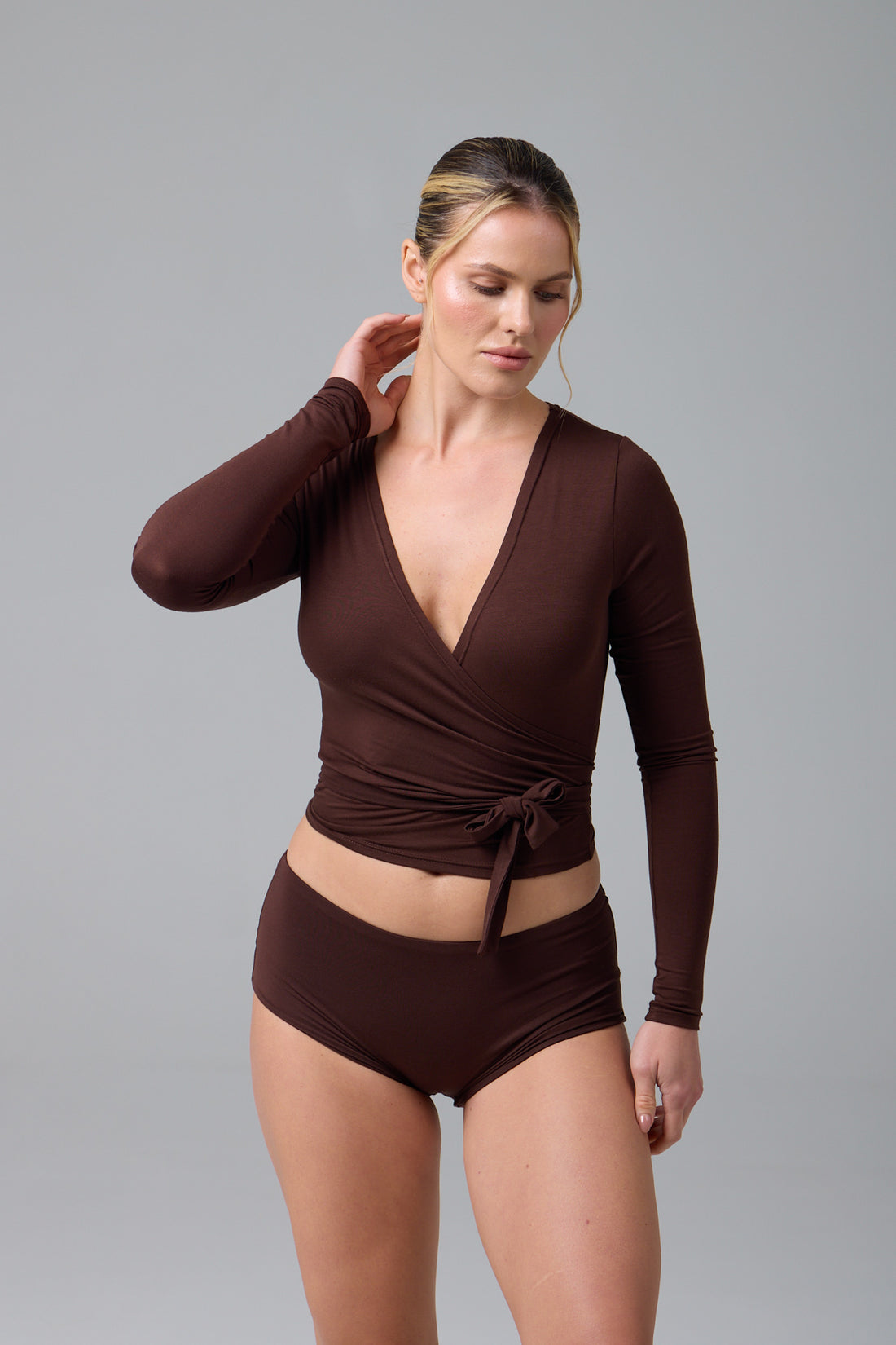 LUNA - WRAP TOP - CHOCOLATE