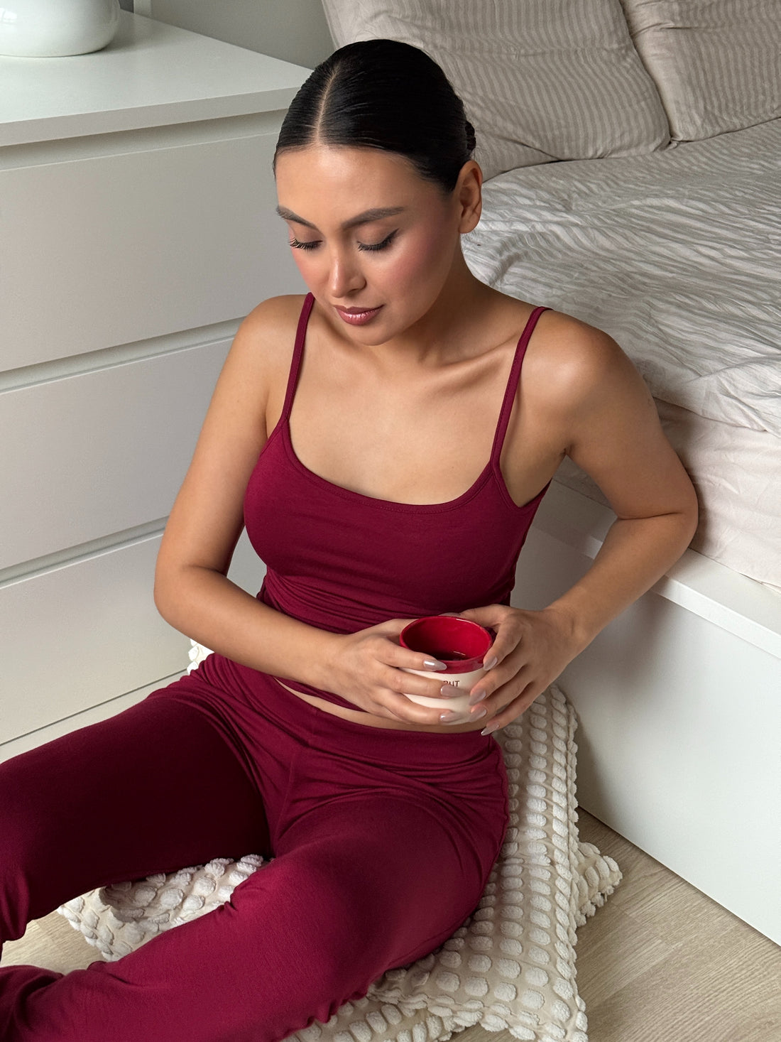 NIL - INCE ASKILI T-SHIRT - RED PLUM