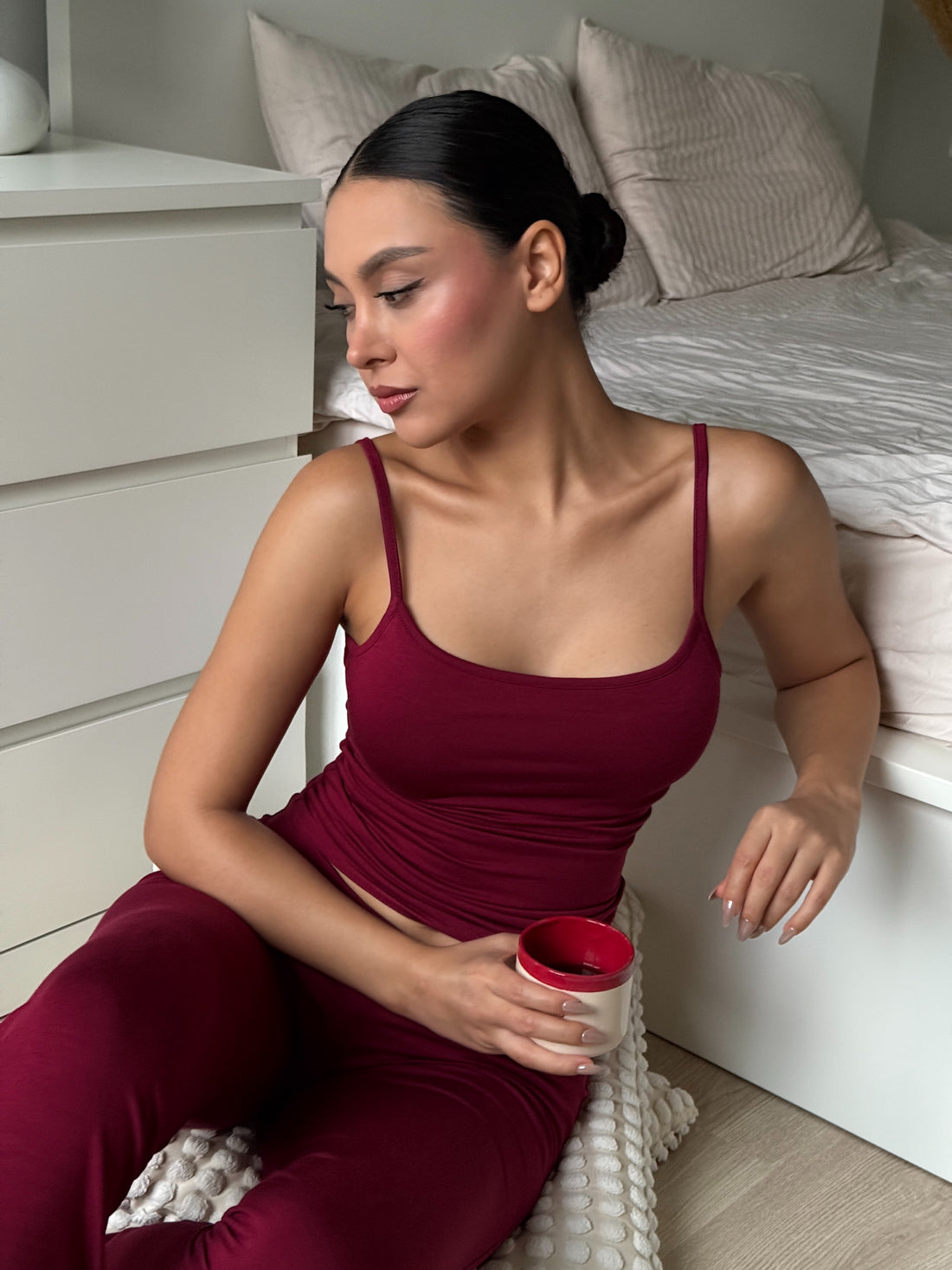 NIL - INCE ASKILI T-SHIRT - RED PLUM