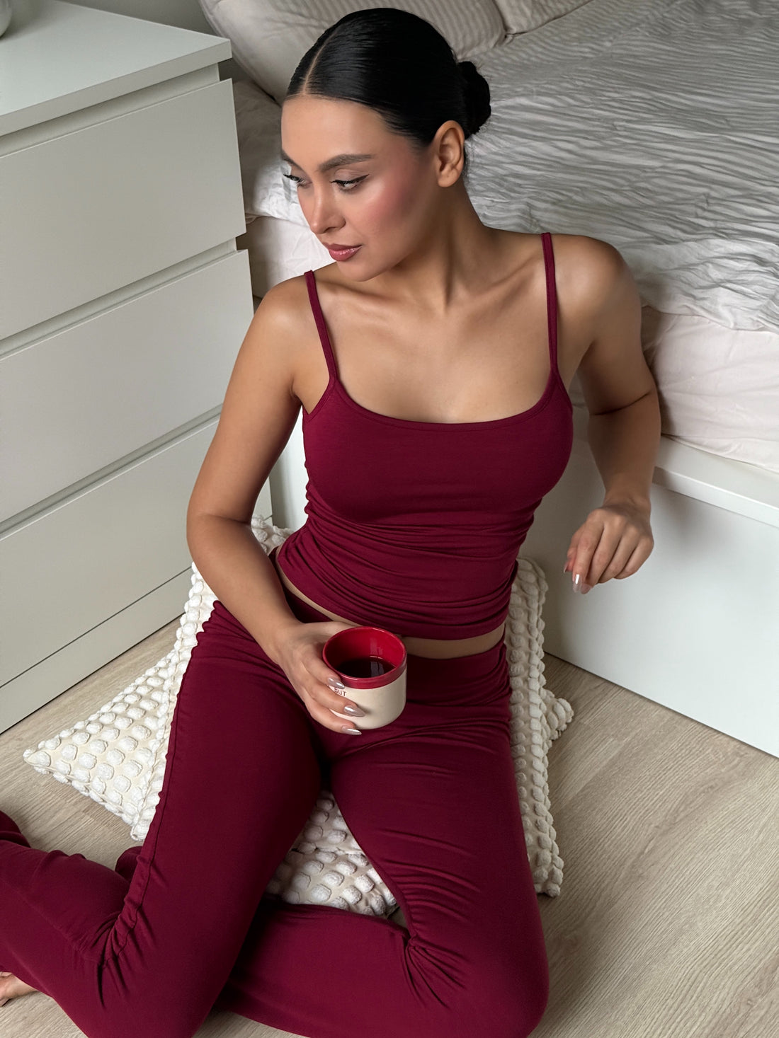 NIL - INCE ASKILI T-SHIRT - RED PLUM