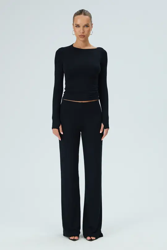 Reve - Açık Sırt Uzun Kol T-Shırt