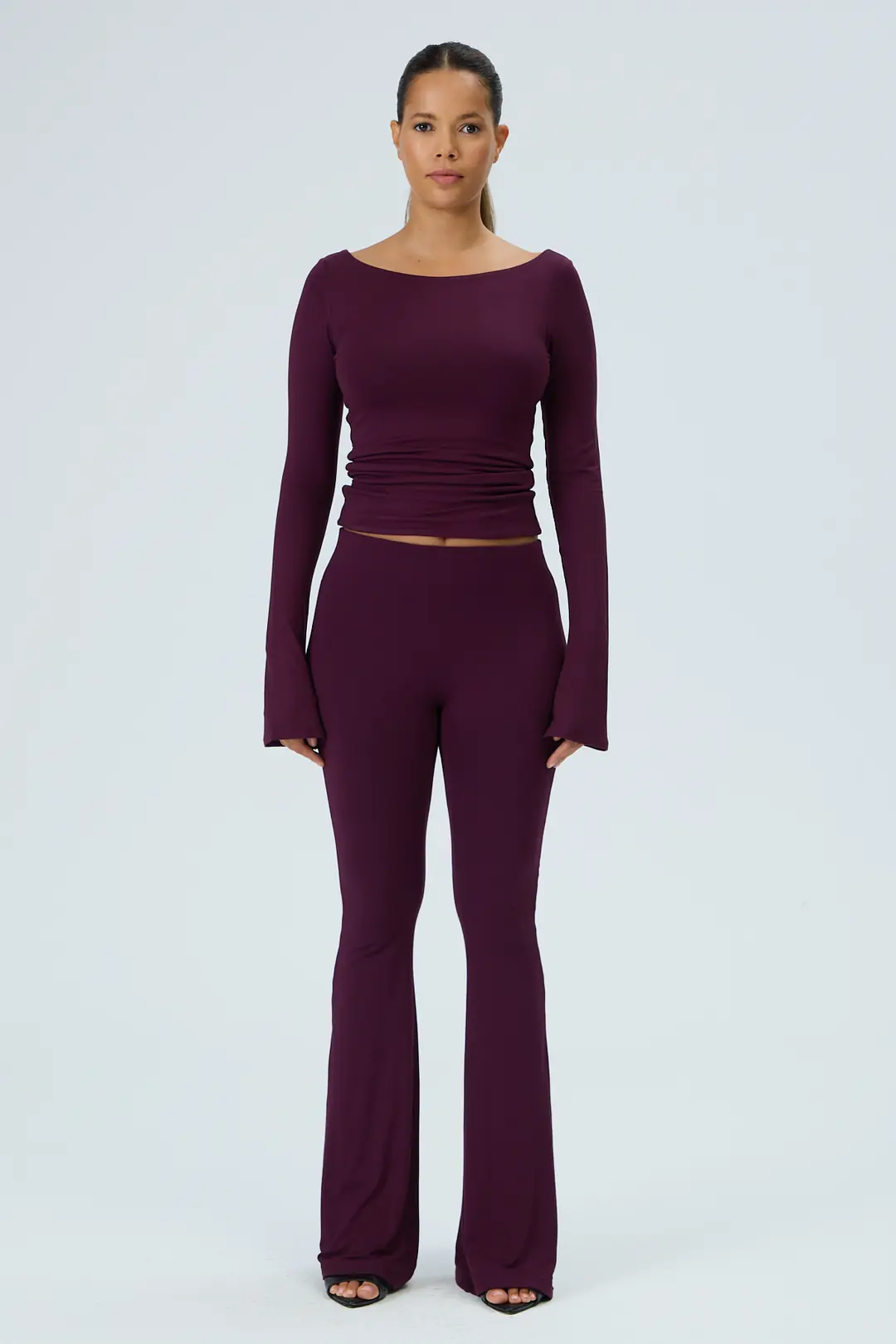 HÖFLICH - KAYIK YAKA FLARE KOL T-SHIRT - MULBERRY