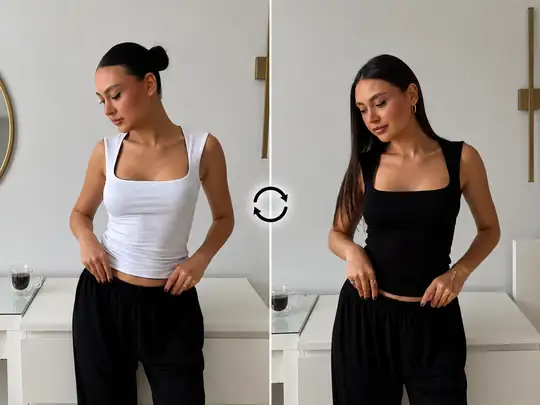 Helen Dual - Çift Taraflı & Çift Renkli Kolsuz Form T-Shırt