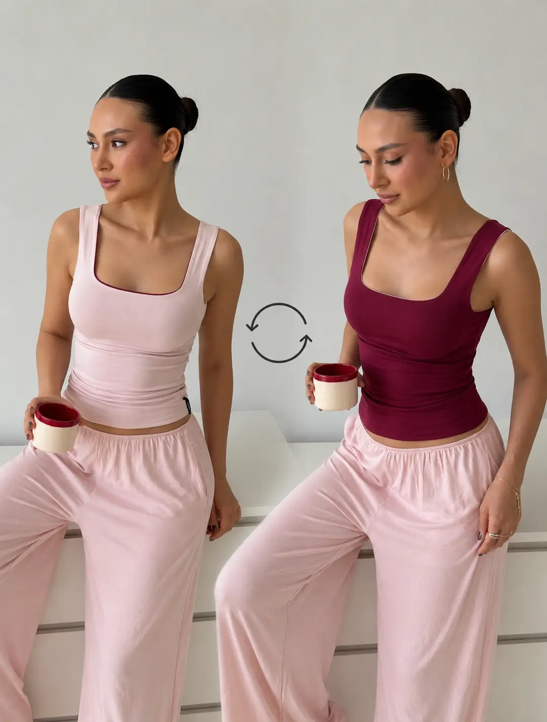 PUKET DUAL - ÇİFT TARAFLI & ÇİFT RENKLİ KALIN ASKILI T-SHIRT — 3