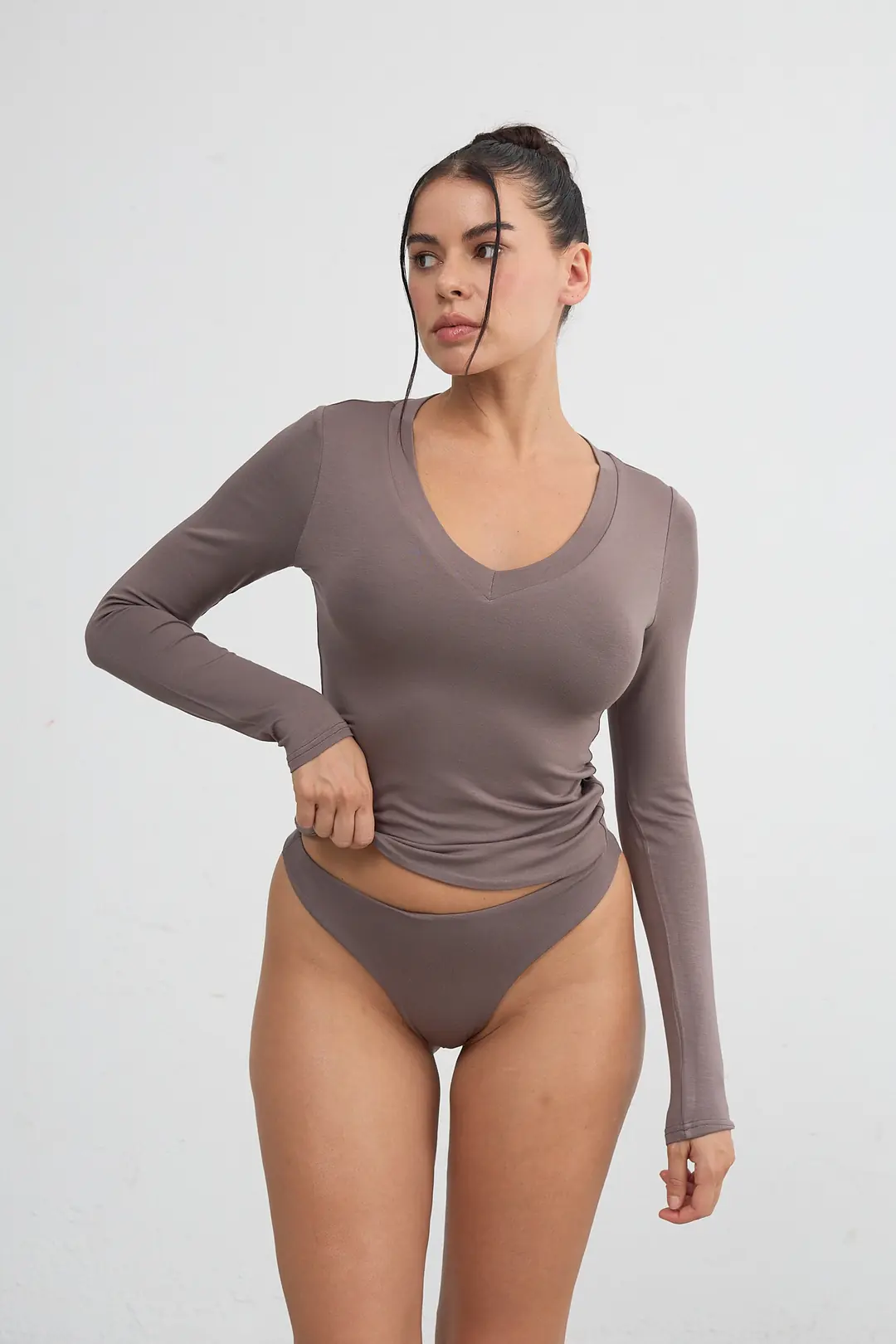 V YAKA UZUN KOL T-SHIRT — 3