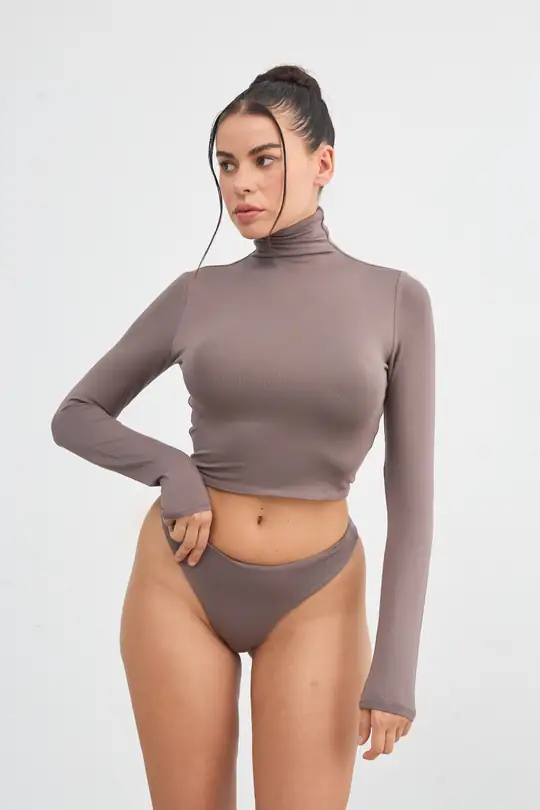 Miss - Balıkçı Yaka Uzun Kol Crop