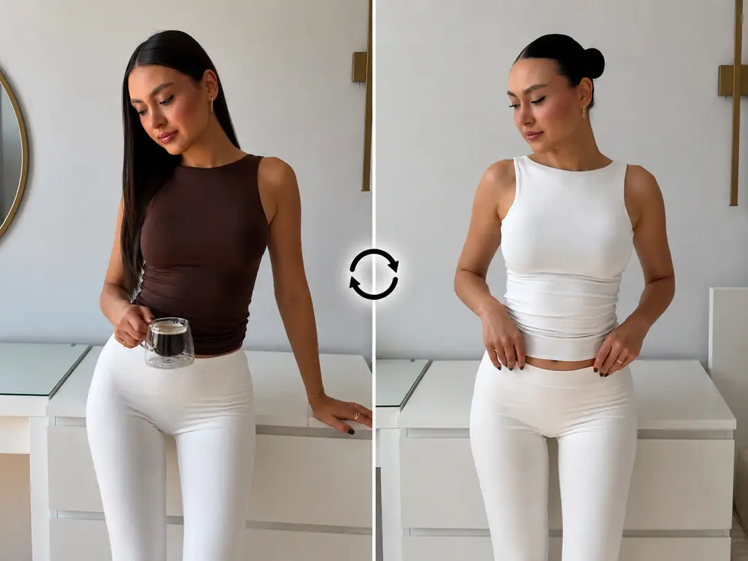 DEEP DUAL - ÇİFT TARAFLI & ÇİFT RENKLİ KAYIK YAKA KOLSUZ T-SHIRT — 3