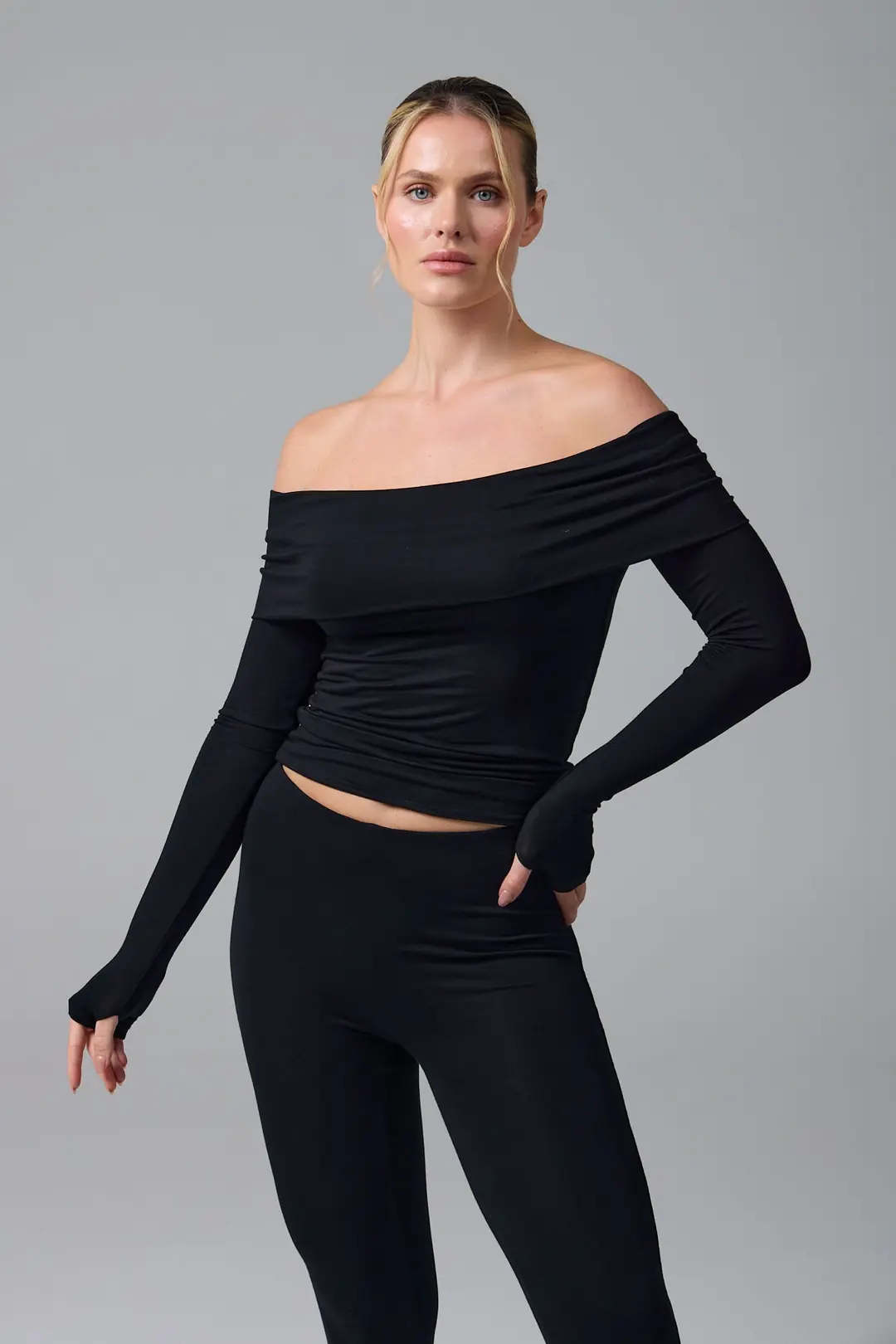 KIRAZE - BARDOT YAKA UZUN KOL PARMAK GEÇMELİ T-SHIRT — 6
