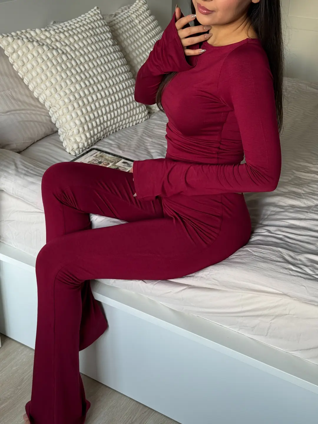 PRO-TECHNICAL FLARED LEGGINGS - RED PLUM