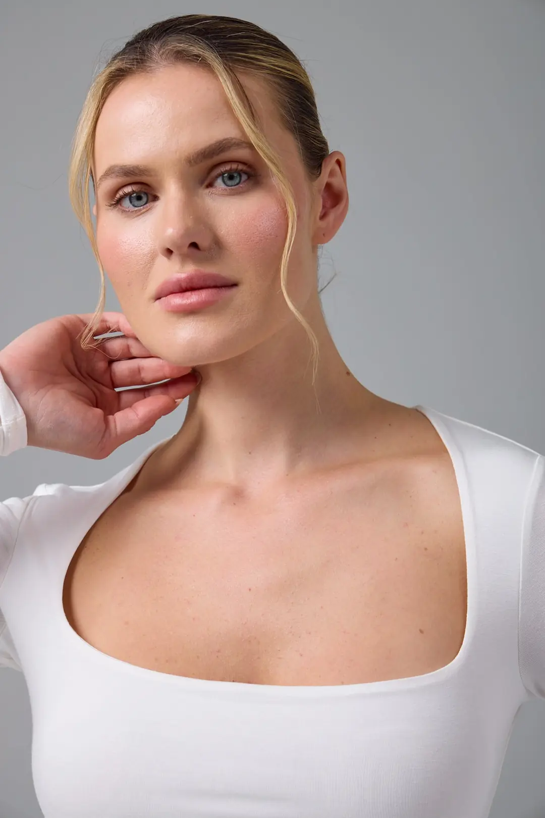HELEN - KARE YAKA UZUN KOL T-SHIRT - CREAM