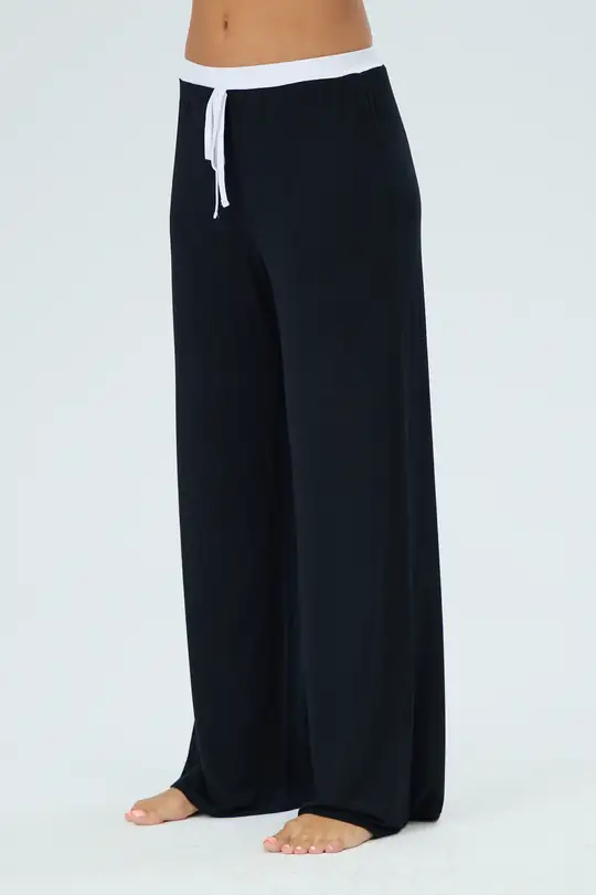 Kontrast Bel Detaylı Wıde Leg Pants