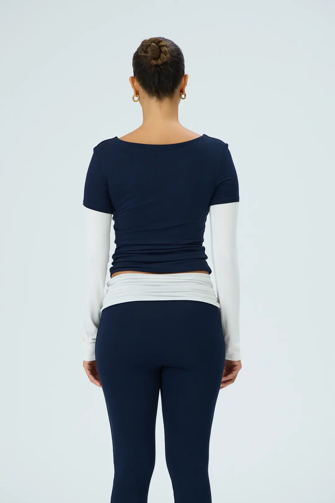 REPLAY - KATMAN ETKİLİ KONTRAST KOL T-SHIRT - NAVY / CREAM