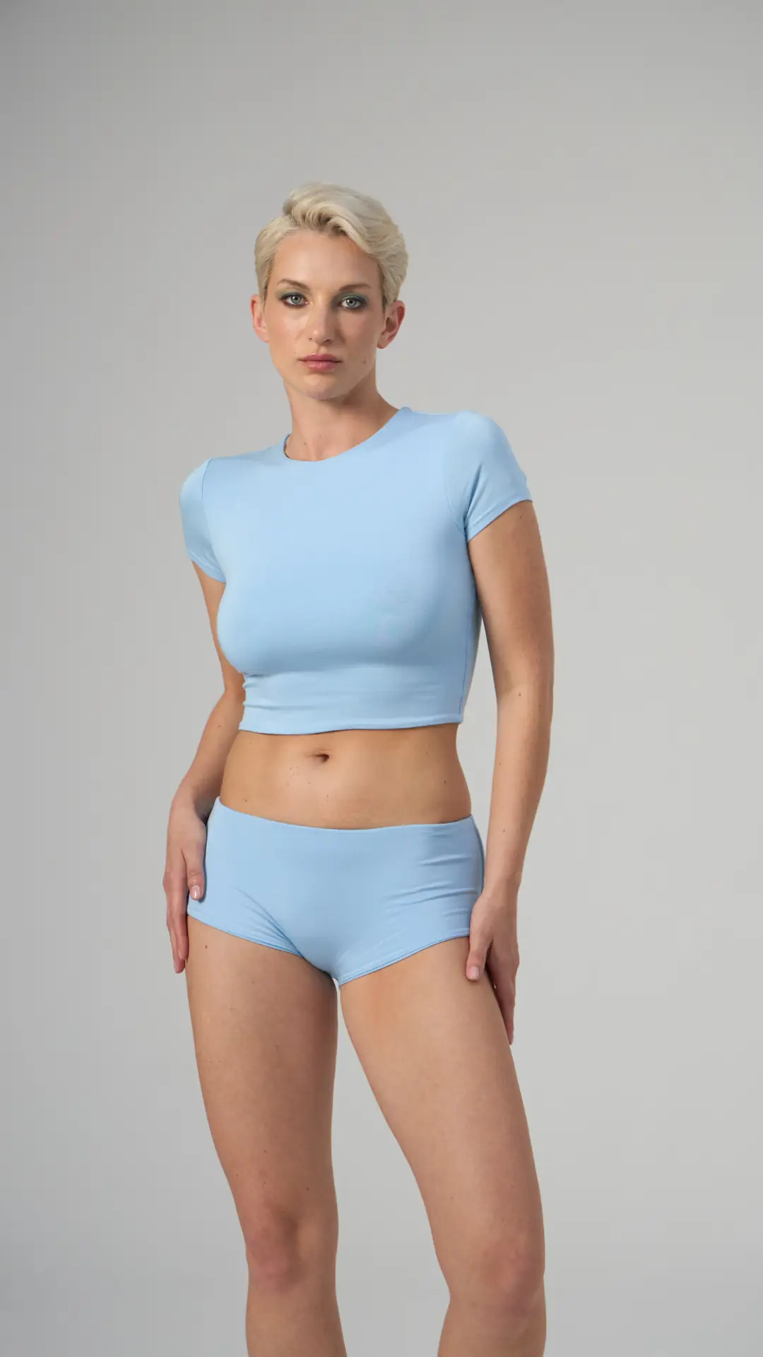 OZY - YUVARLAK YAKA KAP KOL CROP T-SHIRT — 1