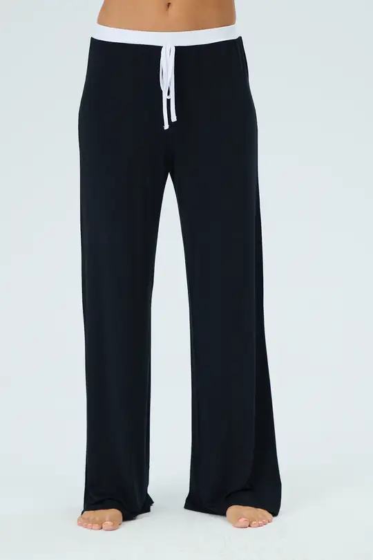 Kontrast Bel Detaylı Wıde Leg Pants