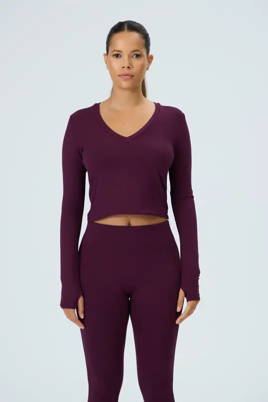 Late Checkout - V Yaka Parmak Geçmeli Homewear Üst