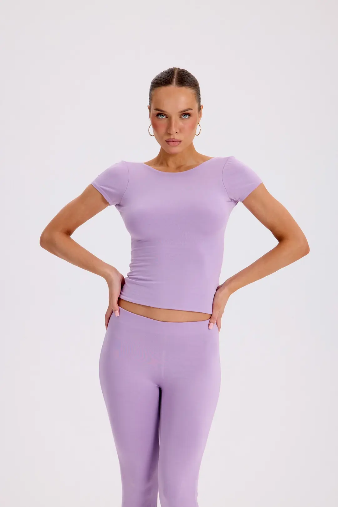 HOLE - SIRT DETAY KAP KOL T-SHIRT - SOFT LAVENDER