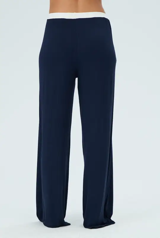 Kontrast Bel Detaylı Wıde Leg Pants