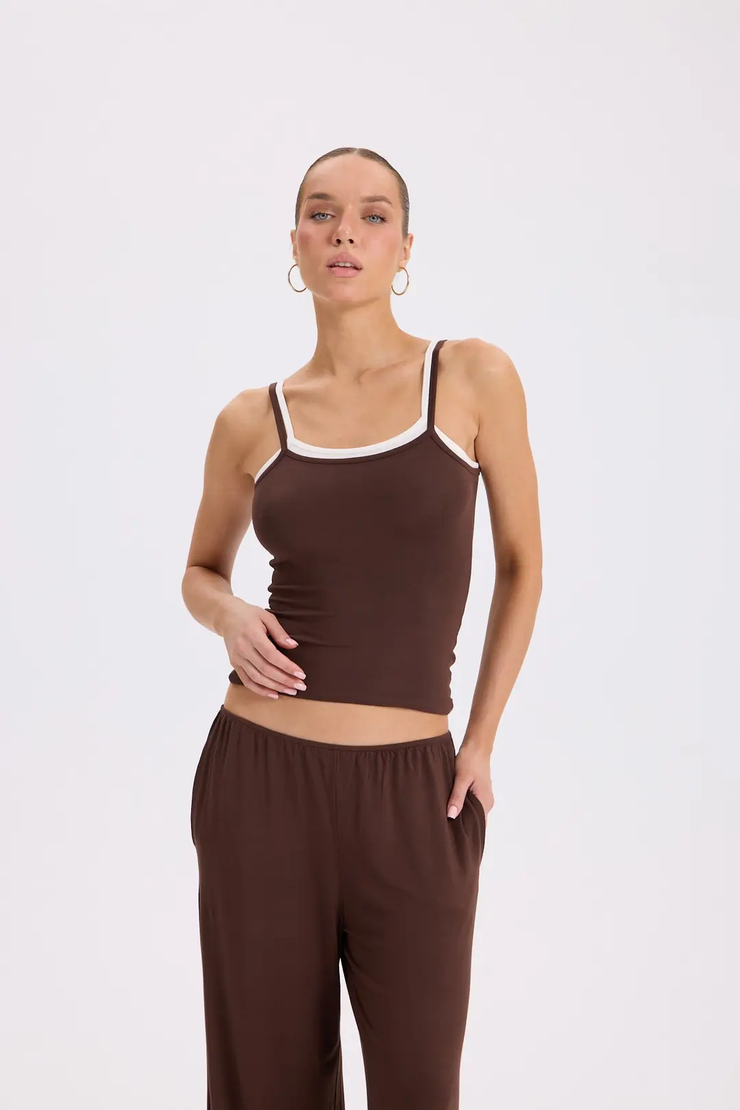 NIL - TWOTONE TOP - CHOCOLATE & CREAM