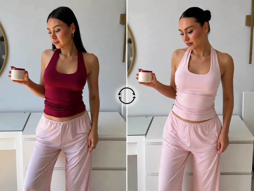 VALÉRA DUAL - ÇİFT TARAFLI & ÇİFT RENKLİ AÇIK SIRTLI BOYUN BANTLI T-SHIRT — 3